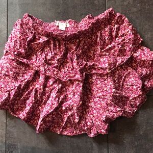 Pink Floral Ruffle Tiered Mini Skirt